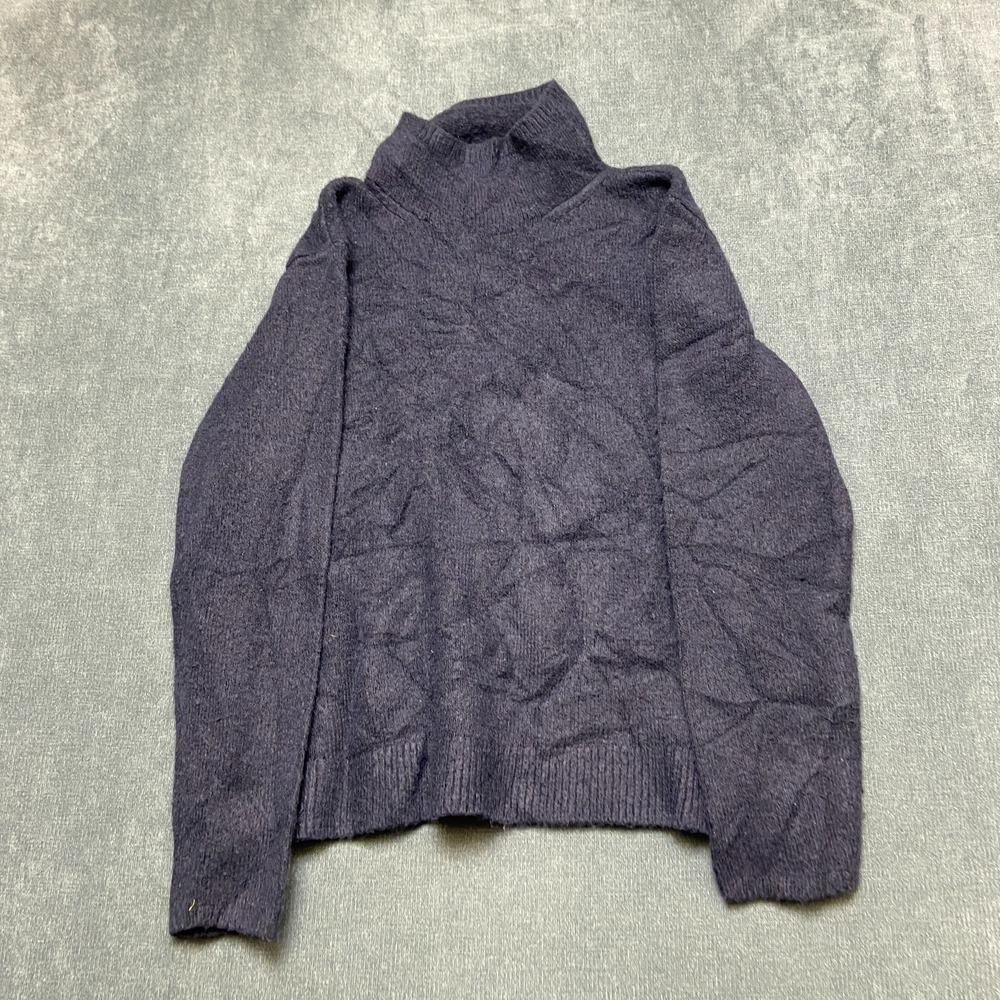 Halogen Sweater Womens XL Navy Blue Wool Turtleneck Ribbed Long Sleeve Winter